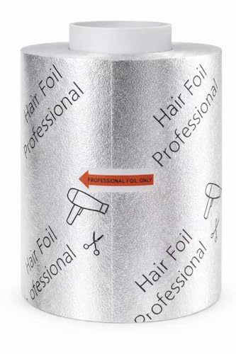 Foilmall Professional Hair Foil Roll – Embossed & Printed Aluminium Hair Foil for Salon Highlighting – 15mic x 12 cm (4.7 in) x 100 m (328 ft)