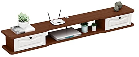 Uvency Schwebender Tv-Schrank, Doppelschubladen Mit Unterer Klappe, Holz-Hänge-Tv-Schrank Mit Drahtloch, Geeignet Zum Aufstellen Von Routern/Rot / 120 cm/Red/140Cm