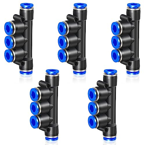 ERGAOBOY 5 Stück 10MM Rohr AD Push to Connect 5 Wege Schnellverschluss Verteiler aus Kunststoff mit Steckverbindungen