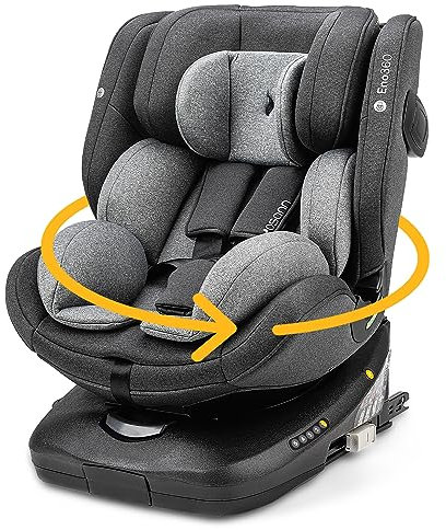 Osann Eno360 i-Size, drehbarer Kindersitz 40-150 cm, Reboarder mit Isofix, Baby Autositz – Dark Grey Melange