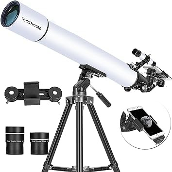 CELTICBIRD Telescopio per adulti ad alta potenza, telescopi da viaggio per adulti, regali per principianti di astronomia, telescopio rifrattore 900 con apertura da 80 mm con attacco AZ