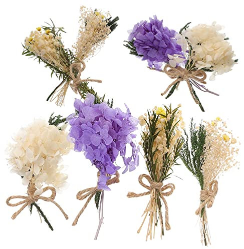 MAGICLULU 8 Hand getrocknete Blumen Trockenblumen mit Stielen Hochzeitsdekoration Ornament Trockenblumen zum Basteln Mini-Trockenblumenstrauß Chrysantheme Blumenarrangement