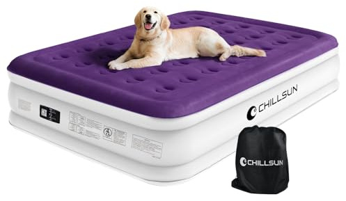 CHILLSUN Luftmatratze Queen mit integrierter Pumpe für Gäste und Zuhause, Luftmatratze 16 Zoll, Luftbett mit Tragetasche für Camping, erhöhte Matratzen, doppelt erhöht,