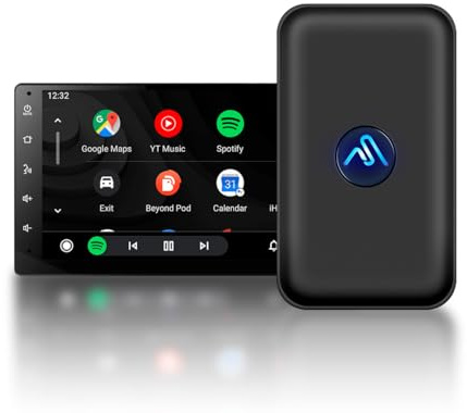 Adaptador inalámbrico Android Auto serie nano – Conexión instantánea desde el smartphone a la pantalla – Adaptador inalámbrico más pequeño – AutoSky – Cables USB-A y USB-C – Requiere Android Auto con