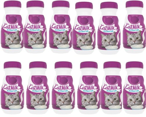 Cat Milk Treat 200ml Pack of 12 Kitten Pet Food Age 6weeks+ Calcium for Strong Bones Teeth Care Vitamins Minerals with Welari Thank You Card | (12pack) (2400ml)
