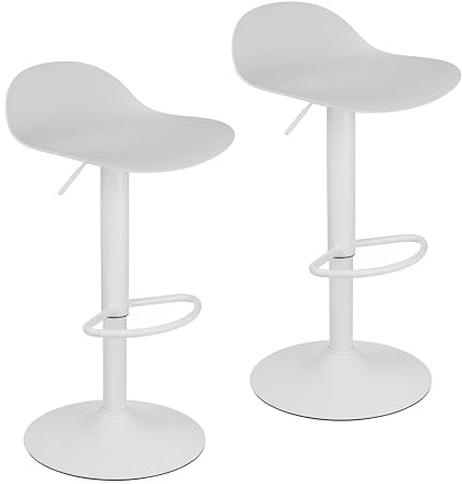 Baroni Home 2er Set Barhocker mit Verstellbarer Höhe, Barstuhl mit kratzfester Boden und Fußablage, Tresenhocker für Küche, Restaurant und Bar, 41x40x64-86 cm, 2 Stück, Weiß