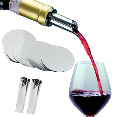 Wein Ausgießer 60 Stück, Weinausgießer Plättchen Tropffrei, Wiederverwendbare Einschenkhilfe, Ausgießer Scheiben für Weinflaschen, Party, Hochzeit, Geburtstag, Getränke, Olivenöl, 75mm