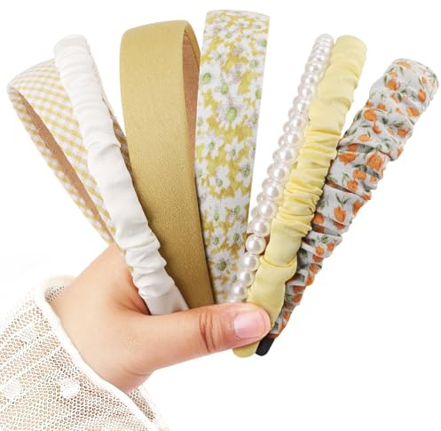 DRESHOW Haarreifen Damen Set Verschiedene Modelle Perlen-Stirnband, Rutschfestes Blumen-Stirnbänder, Gepolsterte Stirnbänder Vintage Haarschmuck für Damen Mädchen