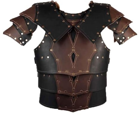 Amagogo Mittelalterlicher Brustpanzer, Körperbrustgeschirr, dekorativer Schulterschutz, mittelalterliche Wachen, Ritterkostüm für Cosplay-Partys, Männer und, Braun