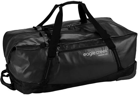 Eagle Creek Migrate Reisetasche mit Rollen 130L I Recyceltes wasserabweisendes Material I Rucksack-Funktion I 130 Liter Volumen I Midnight Black