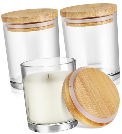 HAWILLOSCH 3piezas Contenedores De Almacenamiento Transparentes Frascos De Vidrio Para Hacer Velas Prácticos y Elegantes