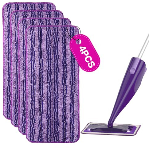 4 paños microfibra WetJet reutilizables lavables | Paños de repuesto para fregona Swiffer WetJet, para suelo seco y húmedo. Lavables a máquina, reutilizables, 4 unidades.