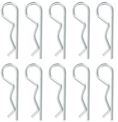 sourcing map 10 Stück Anhängerkupplungsstift-Clips, 2 mm x 40 mm, R-Clips, Karbonstahl, Haltedraht, Haarnadeln, Splinte, Sortiment, Clips für Anhänger, Traktoren, Rasenmäher, LKW, Stiftclip, Silber
