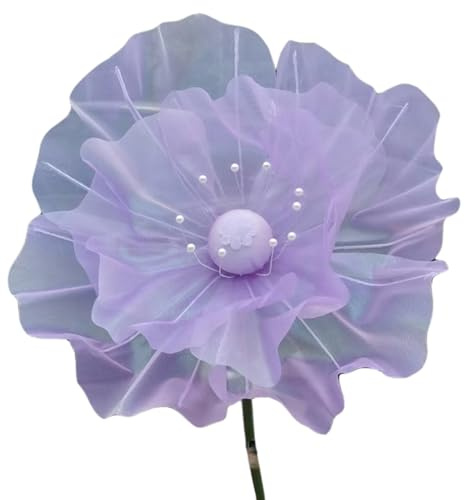 Hperu Fleur d'organza 1pc, Une Fleur géante Artificielle de 20 Pouces avec Perle de Perle pour Le Mariage, extérieur, Accessoire Photo, Violet