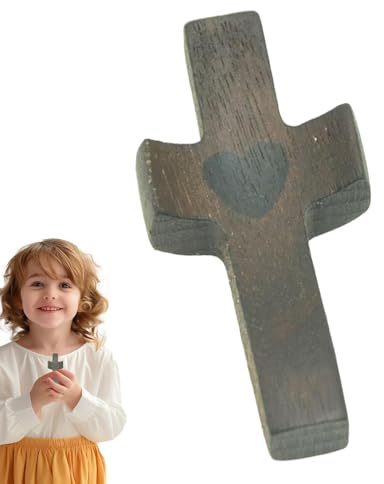 de madera: artesanías naturales, Cruz de bolsillo, fidget relajantes | Cruz de madera suave para oración, accesorio portátil de soporte manual para meditación y aliento