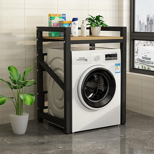 Washing Machine Shelf, Stacking Set Adjustable Stand, Cabinet for Washer and Dryer, Washing Machine Shelf with Dryer, Height Adjustable, Portable Shelf with 400 kg Capacity (White + Black)