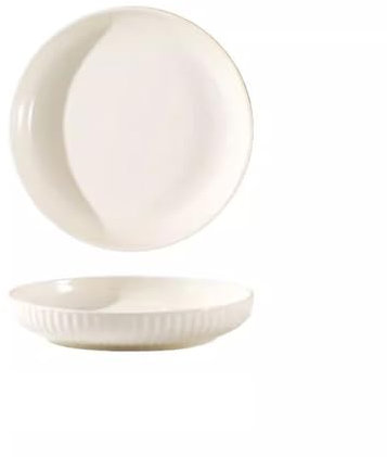 BODHIS Platos de Comedor Plato Plato de cerámica casera Estilo Crema Color a Juego Platillo Plato Hondo Plato de Cena Plato de Fruta Personalizado Creativo Plato de Cena (Blanco 7in*4)