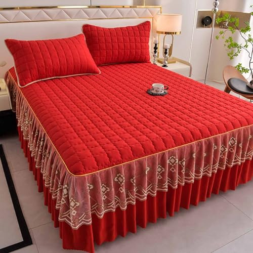 HLTQL Bett Hussen Umrandung Bettrock Mit Spitze Bed Skirts & Valances Boxspringbett Hussen Bezug Komplett 180x200 Bettrock Tagesdecke(#5,150x200cm)