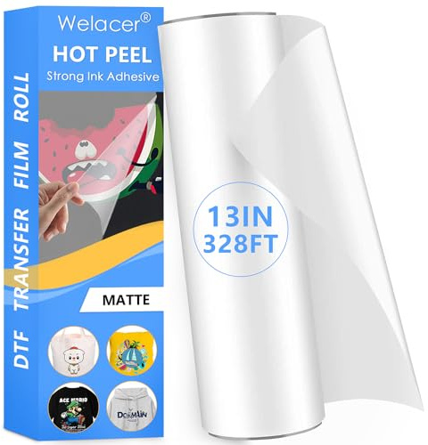 DTF Transfer Film Roll 33 cm x 100 m per sublimazione, fogli di pretrattamento trasparenti su entrambi i lati, carta PET per stampanti a getto d'inchiostro, stampa diretta (Hot & Cold Peel)