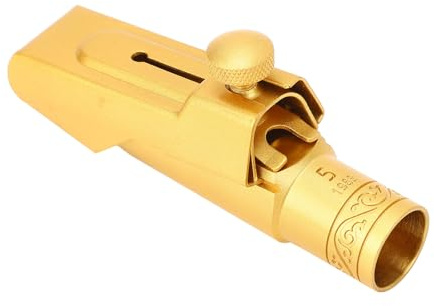 Dilwe Messing Metall EB Altaxa Mundstück Gold Plattiert 5C Alt -Saxophon -Mundstück für Professionelle Anfänger mit Gefrostetem Rutsch Cover Hellerer Klarer Ton