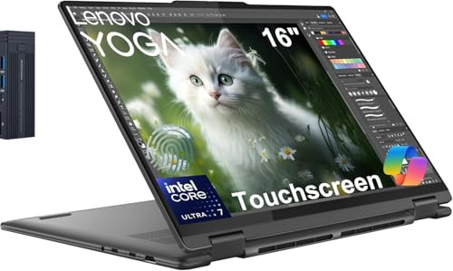 Lenovo Yoga 7i 2-in-1 16 FHD 2K Touchscreen Laptop, Intel Core Ultra 7 155U, 16GB RAM 2TB SSD, Backlit Keyboard, Fingerprint Reader, Wi-Fi 6E, Bluetooth 5.3, Webcam, Windows 11 Home, Storm Grey