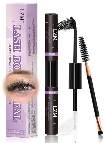 LZM Bond And Seal Lash Glue Eyelash Glue 2 In 1 Strong Hold Long Lasting Cluster Lashes Bond And Seal For Individual Eyelashes (5ml+5ml-07)