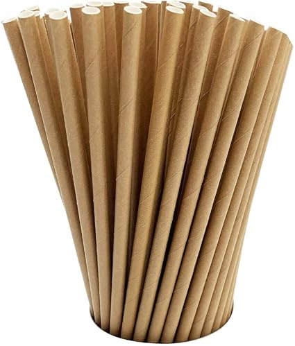 Paquete de 200 pajitas de papel biodegradables de 8 x 230 mm, ideales para uso comercial, ecológicas para té de burbujas, café y bebidas frías
