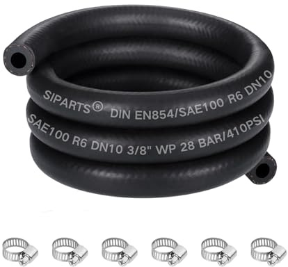 1 Meter Benzinschlauch 10mm Innendurchmesser Kraftstoffschlauch mit 6 Stücke Schlauchschellen Kraftstoffleitung für Rasenmäher, Auto, Traktor, Kleine Motoren