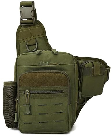 Kabxhueo Multifunktional Taktische Umhängetasche Molle Schultertasche Militär Crossbody Bag Brusttasche Sling Bag Wasserdicht Gürteltasche für Läufer, Wandern, Radfahren, Reisen,Army Green