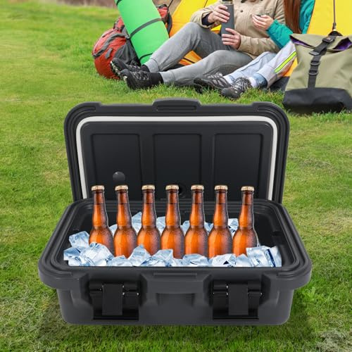 Thermobox - Contenitore refrigerante in polistirolo, 15 l, multifunzione, con fibbie di bloccaggio e coperchio, impilabile, per campeggio, buffet, picnic e trasporto alimentare (63 x 44 x 21 cm)