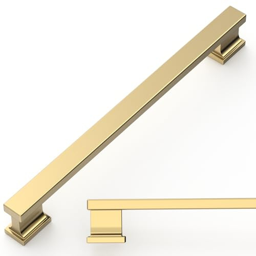 Amerdeco 6 Pack Champagne Bronze Cabinet Pulls, 7.5 Inch(192mm) Hole Centers Kitchen Cabinet Handles, Solid Zinc Alloy Kitchen Cabinet Hardware Drawer Pulls for Dresser Cupboard Wardrobe,AM043