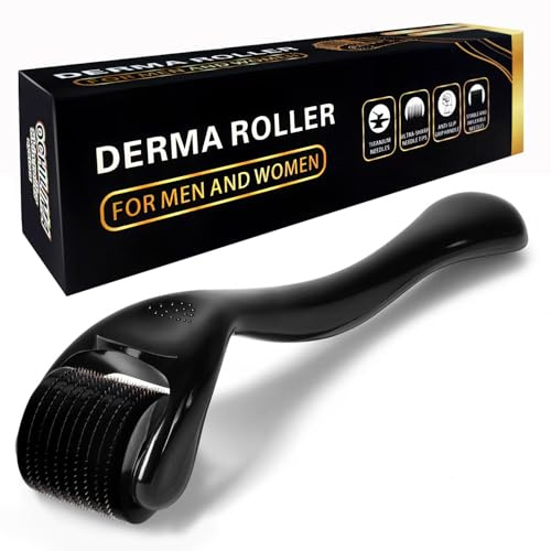 Rouleau à barbe 0,5 mm – 540 Titan Derma-Roller pour la barbe et la croissance des cheveux, rouleau à micro-aiguilles pour le visage, le cuir chevelu et le corps, aiguilles en titane pour hommes et