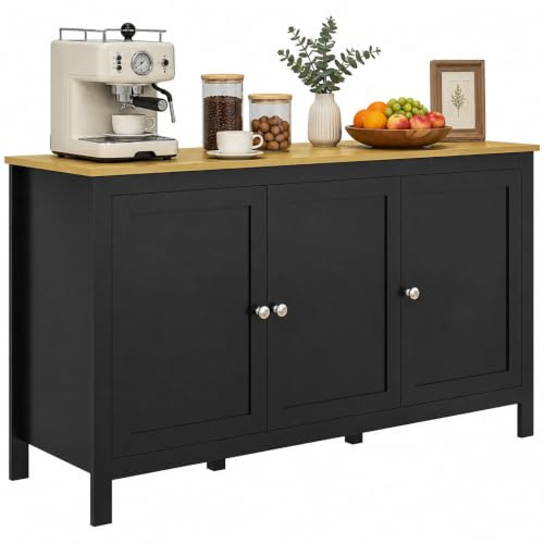HOMCOM Buffet Meuble de Rangement 3 Portes 120 x 40 x 70 cm Noir