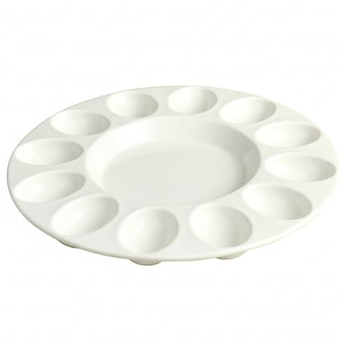 Soporte para huevos rellenos, bandeja de cerámica para huevos de 10 pulgadas, plato redondo con 12 agujeros, base antideslizante, ideal para fiestas, reuniones navideñas, cocina, encimera, exhib