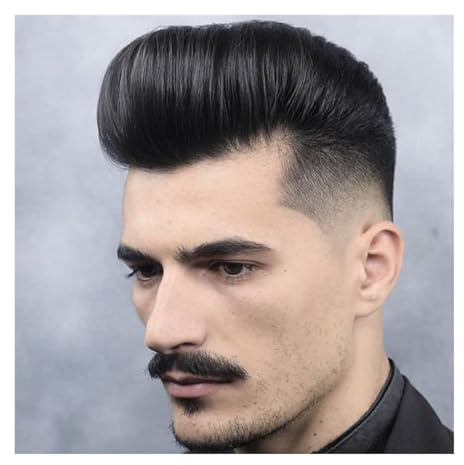 Pelucas para hombres Sistemas Exhuast for hombres Mono y Pu con encaje frontal transpirable for prótesis de cabello masculino 100% peluquín humano europeo peluca for(Natural BLACK)