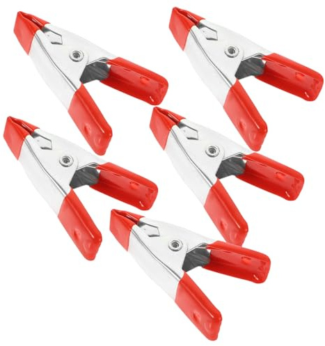 Toddmomy Small Metal Spring Clamps 5 Pcs Portable Red Woodworking Clips with Strong Grip for Home and Tent