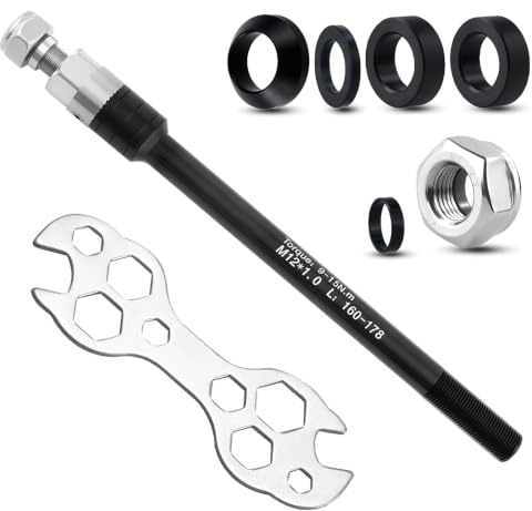 Dmrbiy Steckachse Fahrradanhänger,M12 160–178 MM Steckachse,Fahrrad Steckachsenadapter,Mit Hexagon Pedalschlüssel,Kompatibel Mit Den Meisten Fahrradanhängerkupplungen