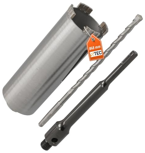 BTEC Diamant Bohrkrone SDS-plus 200mm Zentrierbohrer Nutzlänge 180mm Ø 68mm | Beton Mauerwerk Kalksandstein Ziegel Poroton Kernbohrer präzise Bohrungen langlebige Segmente hohe Standzeit