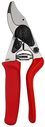 FELCO 15 Bypass-Gartenschere für kleine Hände, Rechtshänder, Drehgriff, 40 mm Klinge aus gehärtetem Stahl, ergonomisch kompakt, Schnitt bis 18 mm, Swiss Made