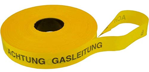 HaWe Trassenwarnband 'Achtung Gasleitung' Kältebeständig, Farbecht, PVC- und schwermetallfrei - Norm 54846 TV 1, 40 x 0,15mm, 250m