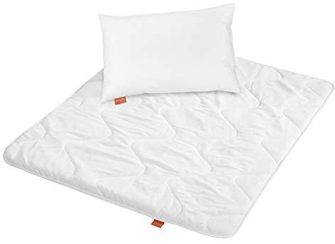 sleepling 197122 Kinder Betten Set | Kinderkopfkissen Kissen 40 x 60 cm + Bettdecke 100 x 135 cm Winterdecke | Mikrofaser Decke | Ökotex | Wärmeklassengarantie | Made in EU, weiß