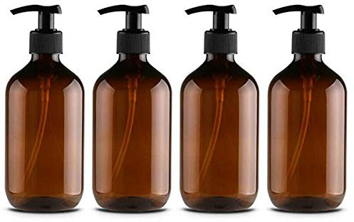 CAILI Pumpspender Flasche, 4 Stück 500ml Seifenspender Lotionspender Leer Flasche mit Schwarz Lotion Pumpe Spender Ideal für Küche Bad