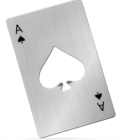 Onlineforu LTD Bottle Opener – Credit Card-Size Stainless Steel Beer Opener – Sleek Silver Poker Cap Opener Portable – Compact & Durable Bar Tool for Wallet or Pocket