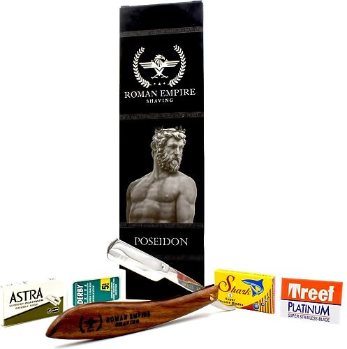 Roman Empire Shaving® Rasiermesser Poseidon-Set mit 20 Rasierklingen Astra, Derby, Shark, Treet