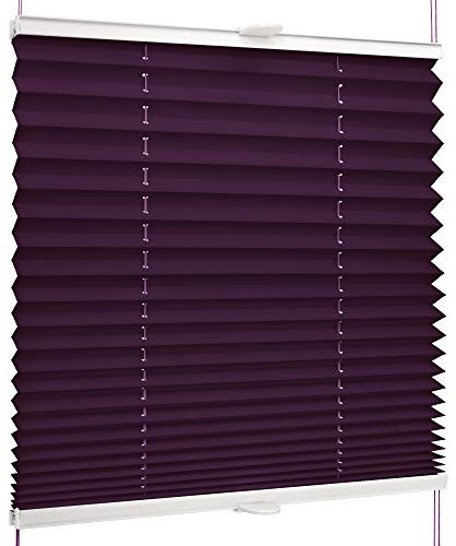 SchattenFreude Basic Klemmfix-Plissee für Fenster | Mit Klemm-Haltern | Ohne Bohren | Dunkelviolett, Breite: 130cm x Höhe: 150cm