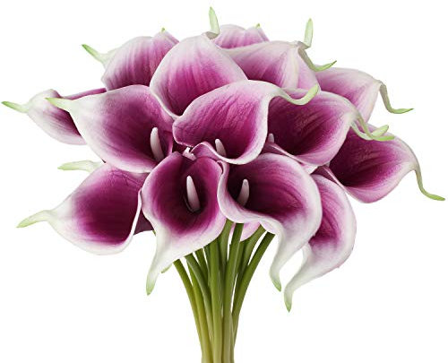Briful Künstliche Calla Lily 20 Stück Kunstblumen Calla Lataex Blumensträuße Wahre Berührung künstliche Seidenblume für Hochzeit Party Blumengesteck Home Küche Dekoration