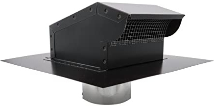 RDP Rooftop Exhaust Vent Cap with Damper and Bottom Extension | Made in USA (10 Inch, Black)