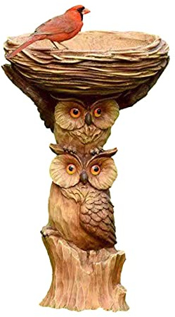 Joyivike Vogelschale Garten, Vogeltränke Frostsicher Stehend Groß Modern, Deko Garten Deko, Polyresin Vogelfutterspender Vogelbad Trinkschale Wildvögel