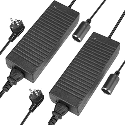 LEDMO 2 Pack Adaptateur d'alimentation 12V 10A avec Embout de Cigarette, Transformateur 100-240V AC à 12v10a DC, Convertisseur électronique Automobile 120W.