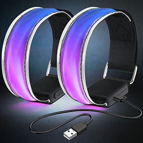 flintronic LED Armband Aufladbar, Reflective LED Leuchtarmband mit USB, Led Armbänder Leuchtband, Sicherheits Licht, Unisex für Nachtlauf, Joggen und Outdoor Sports